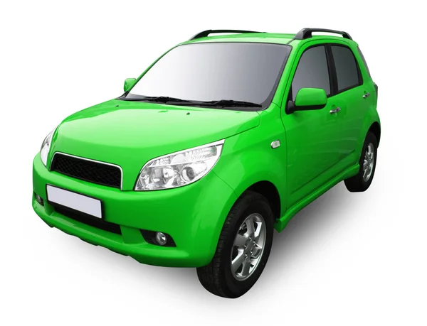 Beyaz arka plan üzerinde izole yeşil modern araba — Stok fotoğraf