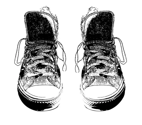 Vintage çift spor ayakkabı kroki tarz — Stok fotoğraf
