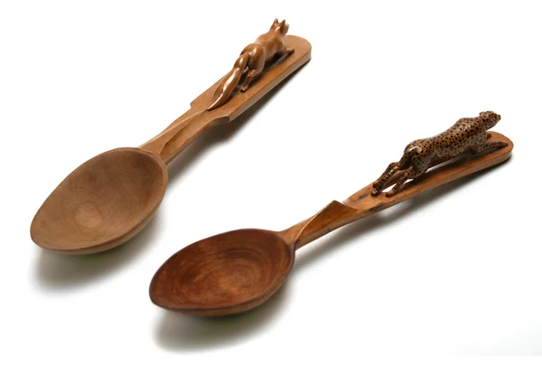 两根木制勺子 — 图库照片