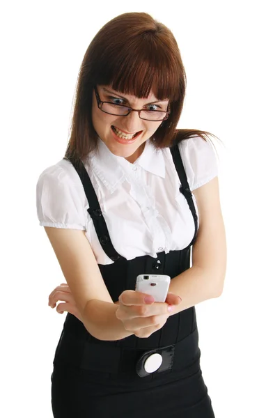 Mujer joven con un teléfono móvil — Foto de Stock