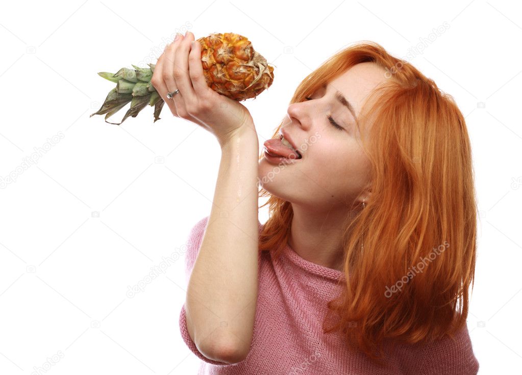 Cute girl with a pineapple