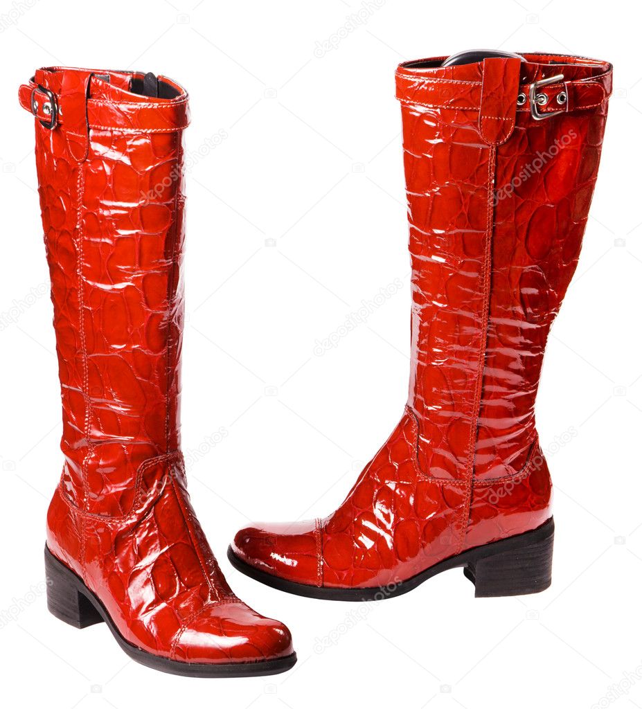 Modern red female boots