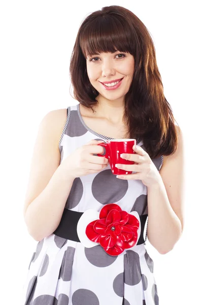 Hermosa dama con una taza de té —  Fotos de Stock