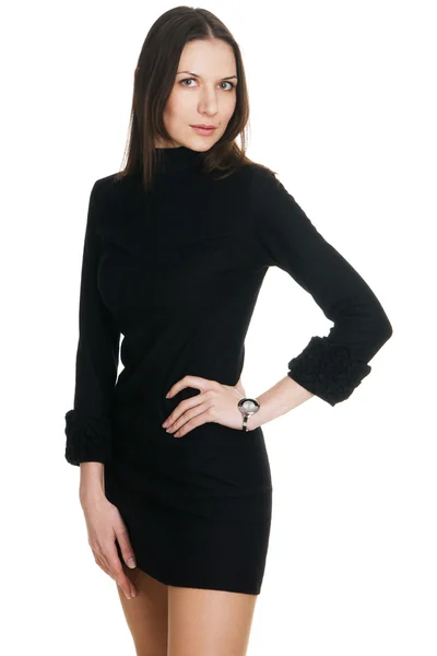 Mladá krásná žena v černých šatech — Stock fotografie