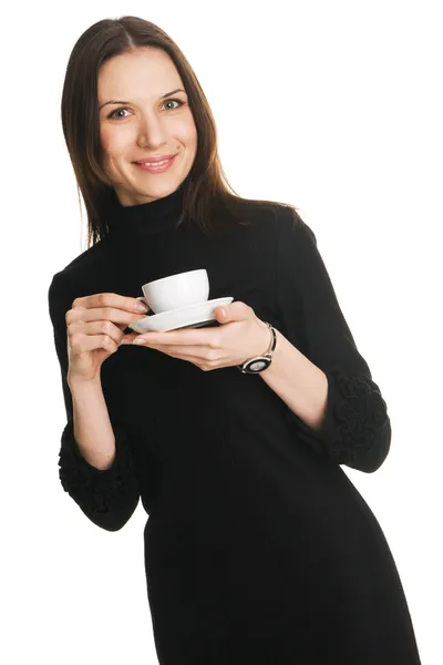 Schöne Dame mit einer Tasse Kaffee — Stockfoto