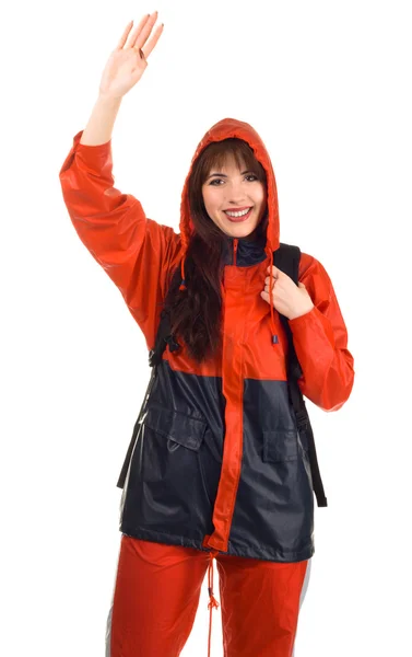 Girl in a waterproof suit — Stock Photo, Image