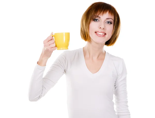 Mooi meisje met een kopje thee — Stockfoto