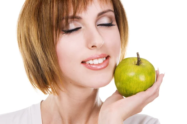 Lovely girl with an apple — Stock Photo, Image
