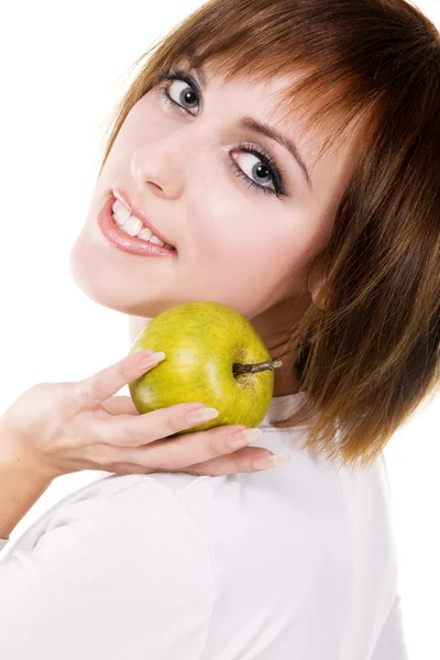 Giovane donna con una mela — Foto Stock