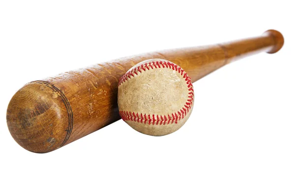 Honkbalknuppel en bal — Stockfoto