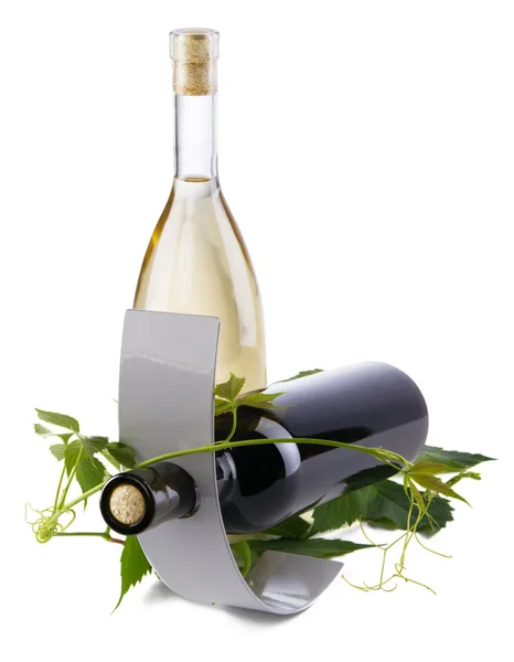 Bottles of red and white wine — Stock Photo, Image