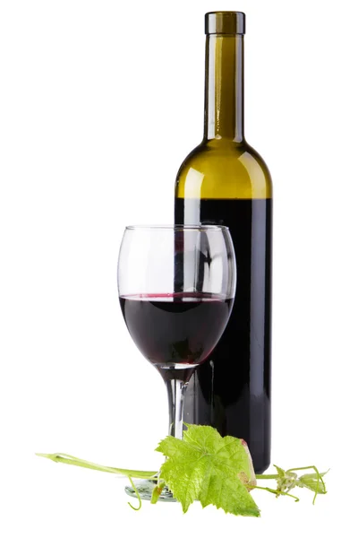 Flasche Rotwein, isoliert auf weißem Hintergrund — Stockfoto