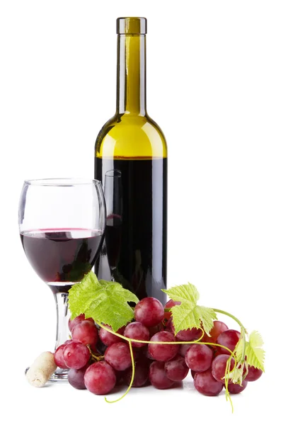 Üveg vörös bort, elszigetelt fehér background — Stock Fotó