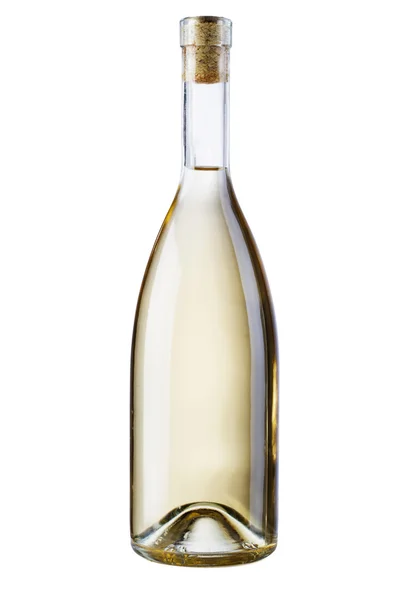 瓶白葡萄酒，在白色背景上孤立 — 图库照片