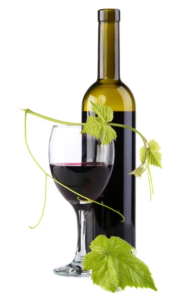 Bottle of red wine, isolated on white background — Stock Photo, Image
