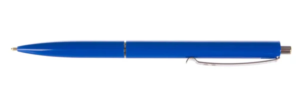 Penna blu su sfondo bianco — Foto Stock