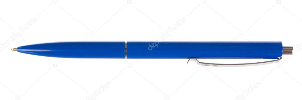 Blue pen on white background