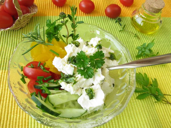 Salad with sheep's milk cheese — Stock Photo, Image