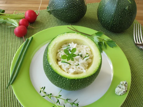 Zucchini ball stuffed with rice — Stock Photo, Image
