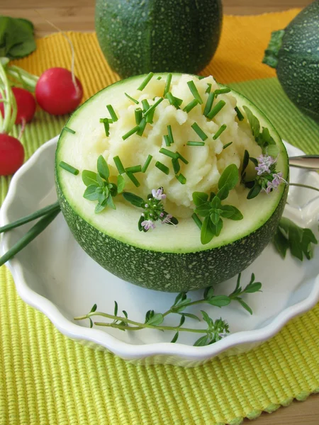 Zucchini ball stuffed with mashed potatoes — Stock Photo, Image