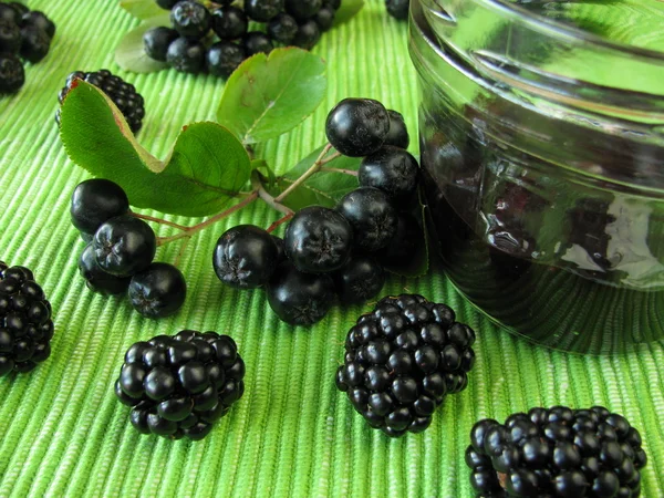 stock image Jam with black chokeberry and blackberry