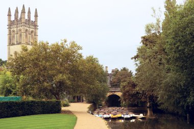 Punts near Magdalen Bridge in Oxford clipart