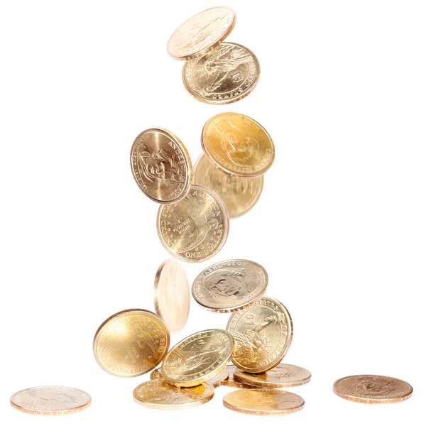 Falling American Dollar Coins — Stock Photo, Image
