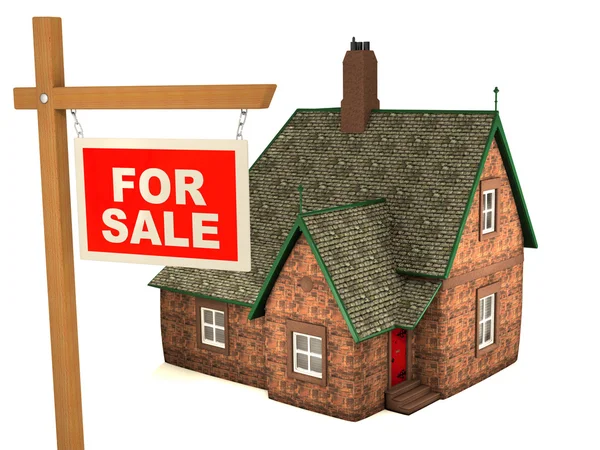 stock image 3D House and sign For Sale