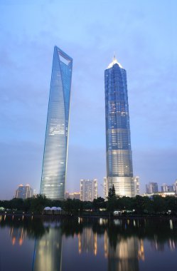 SHANGHAI - JUNE 14: Jin Mao Tower and Shanghai word financial center (who i clipart