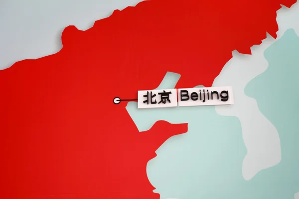 Пекин на карте Китая — стоковое фото