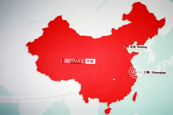Shanghai and Beijing on the chinese map — Stock Photo, Image