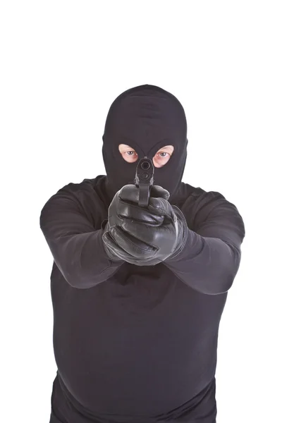 Robber apontando com sua arma — Fotografia de Stock