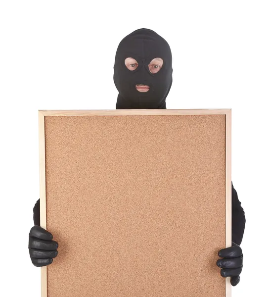 Bandit with empty corkboard — Stock Photo, Image