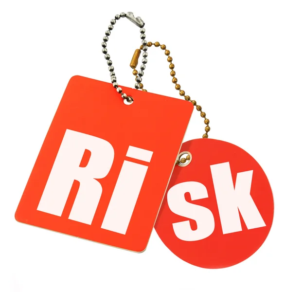 Etiquetas com palavra de risco — Fotografia de Stock