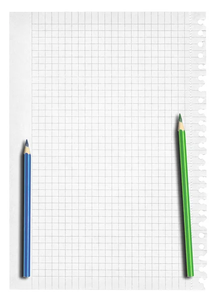 Squared paper and two pencil — Stock Photo, Image