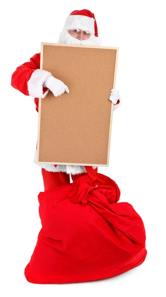 Санта-Клаус и пустая доска объявлений — стоковое фото