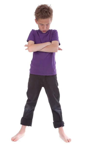 Angry child against white — Stock Photo, Image