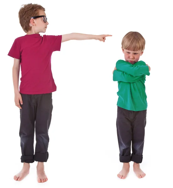 Boy showing who is guilty — Stock Photo, Image