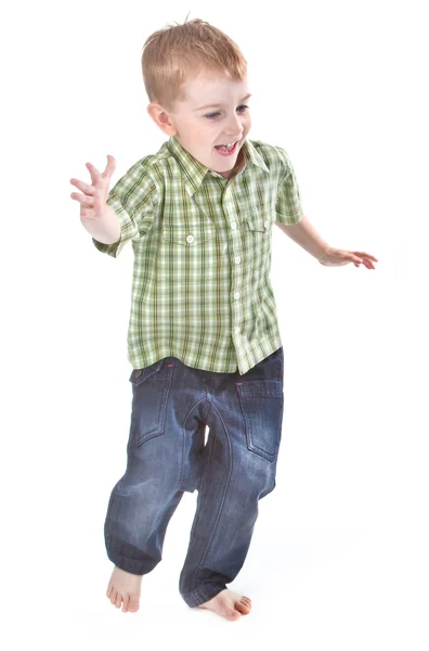 Счастливый мальчик бежит — стоковое фото