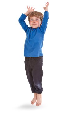 Happy boy jumping over white background clipart