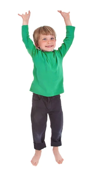 Ευτυχισμένη jumping αγόρι — Φωτογραφία Αρχείου