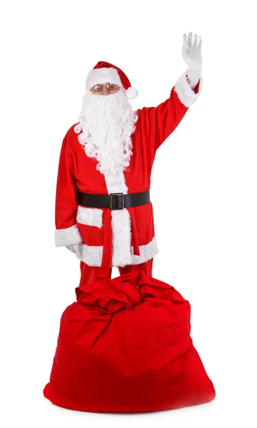 Смешной Санта-Клаус изолирован на белом — стоковое фото