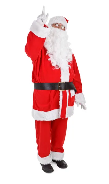 Santa is zijn vinger — Stockfoto