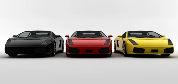 Três carros coloridos — Fotografia de Stock