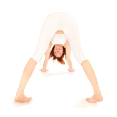 Young athletic woman stretching clipart