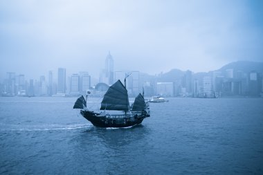 Old boat in Hong Kong clipart