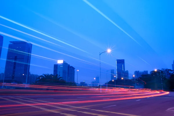 Light trails on the street — Stock Photo, Image