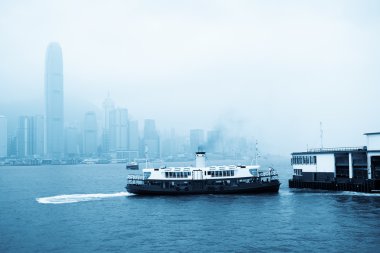 Star ferry at victoria harbor clipart