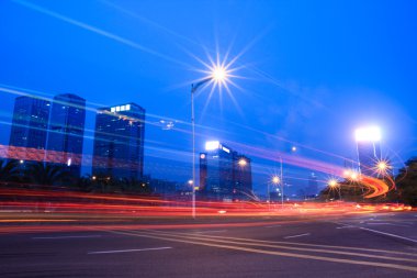 The light trails on the road clipart