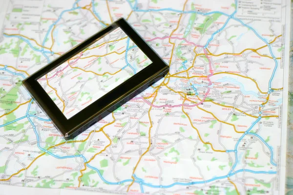 GPS and map — Stock Photo, Image